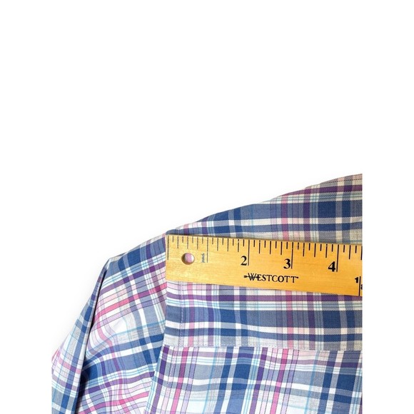 Peter Millar Men's XL Blue Pink Plaid Button-Up Shirt Casual Long Sleeve Cotton - Picture 7 of 13
